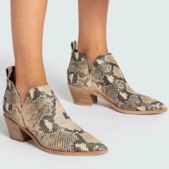 Dolce Vita Sonni Snakeskin Leather Ankle Booties Pointed Toe Block Heel Size 7.5 - Picture 16 of 16